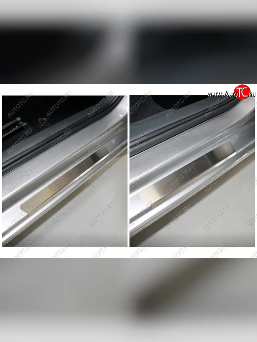 Накладки на пороги внешние, ТСС Тюнинг Skoda Rapid MK2 хэтчбэк 5 дв. рестайлинг (2019-2024) (лист шлифованный)  в Воронеже Воронежской области