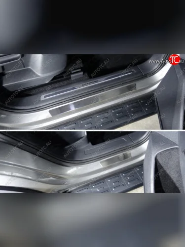 Накладки на пороги внешние, ТСС Тюнинг (лист шлифованный) Volkswagen Tiguan Mk2 дорестайлинг (2016-2020)