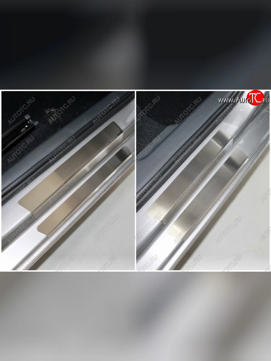 Накладки на пороги внутренние и внешние, ТСС Тюнинг Skoda Rapid MK2 хэтчбэк 5 дв. рестайлинг (2019-2024) (лист шлифованный)  в Перми Пермском крае