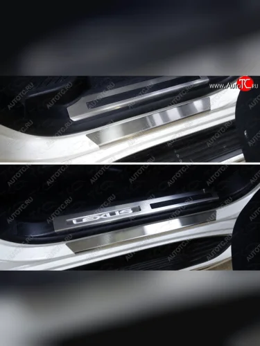 Накладки на пороги с гибом, ТСС Тюнинг (лист шлифованный) Lexus LX570 J200 2-ой рестайлинг (2015-2022)