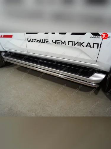 Защита порогов алюминий 42,4 мм, ТСС Тюнинг Isuzu D-Max RG DoubleCab (2020-2023)