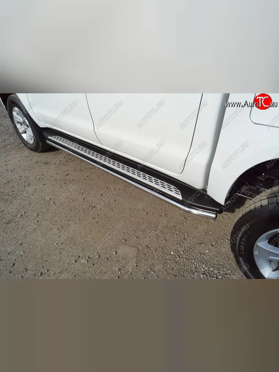 Защита порогов алюминий 42,4 мм, ТСС Тюнинг JAC T6 пикап (2018-2024)  в Керчи Республика Крым