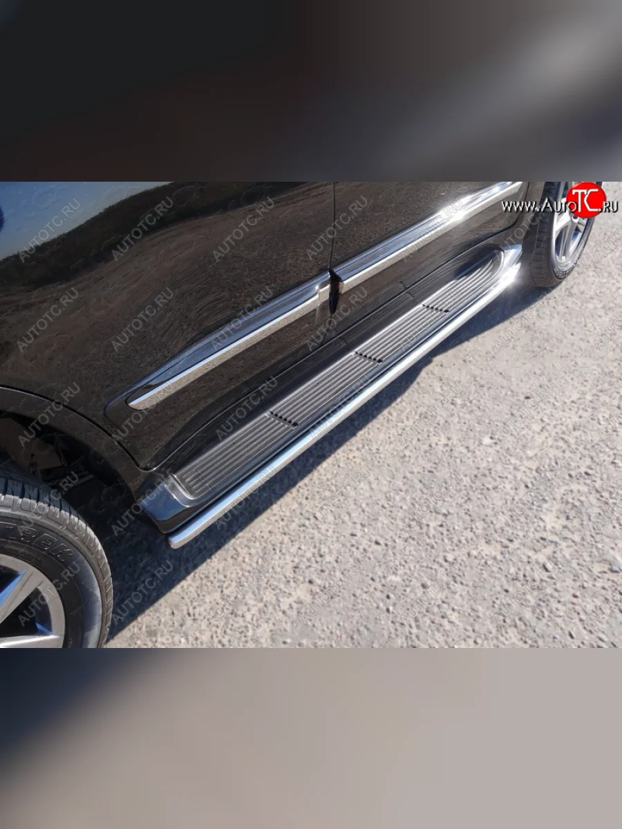 Защита порогов алюминий 42,4 мм, ТСС Тюнинг Lexus LX570 J200 1-ый рестайлинг (2012-2015)  с доставкой в г. Керчь