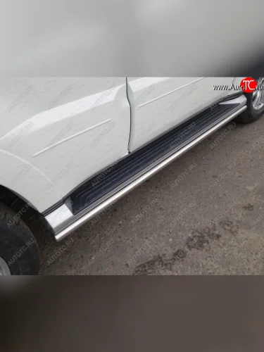Защита порогов алюминий 42,4 мм, ТСС Тюнинг Mitsubishi Pajero 4 V90 2-ой рестайлинг (2014-2020)