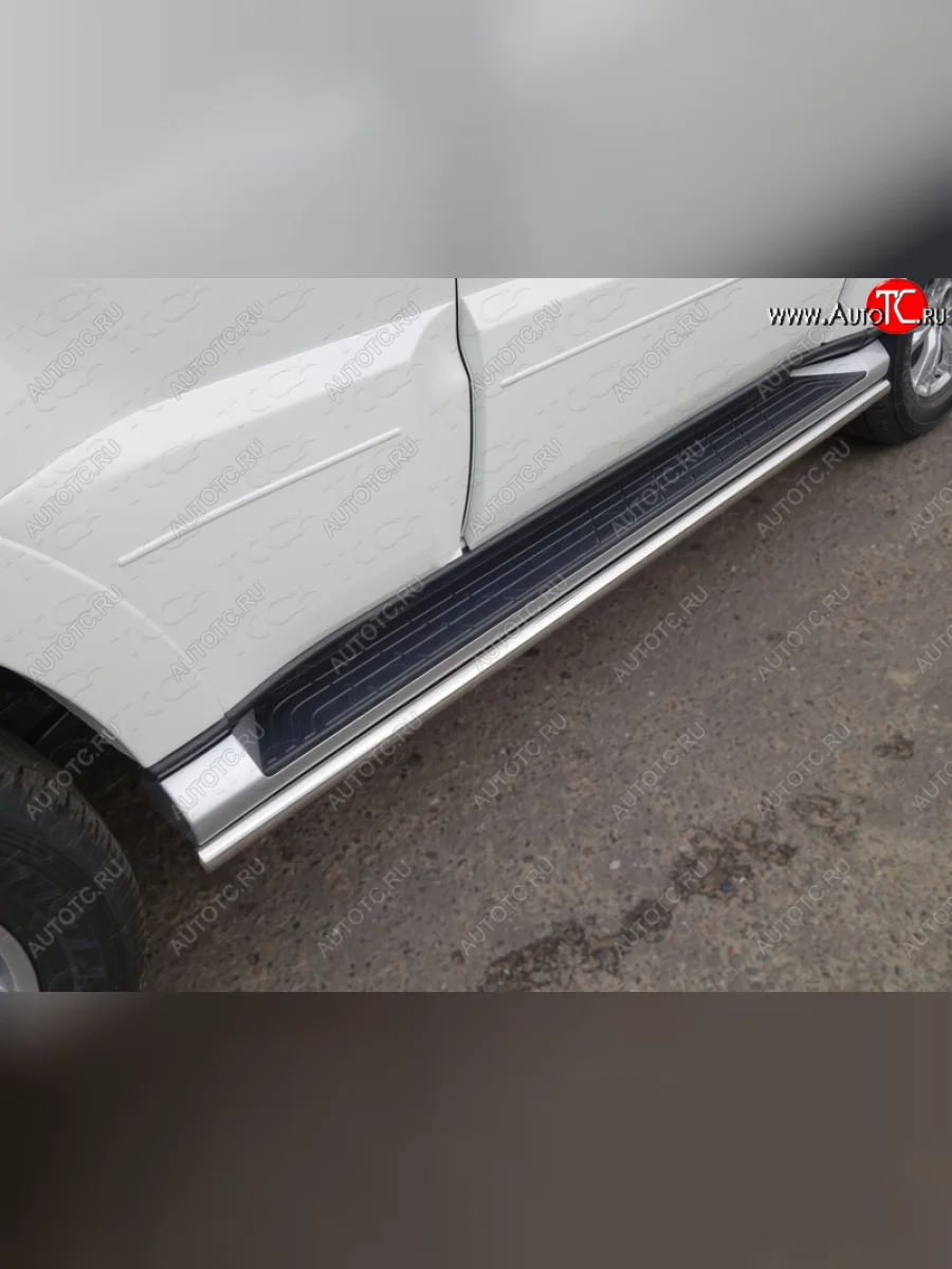 Защита порогов алюминий 42,4 мм, ТСС Тюнинг Mitsubishi Pajero 4 V90 2-ой рестайлинг (2014-2020)  в Самаре Самарской области