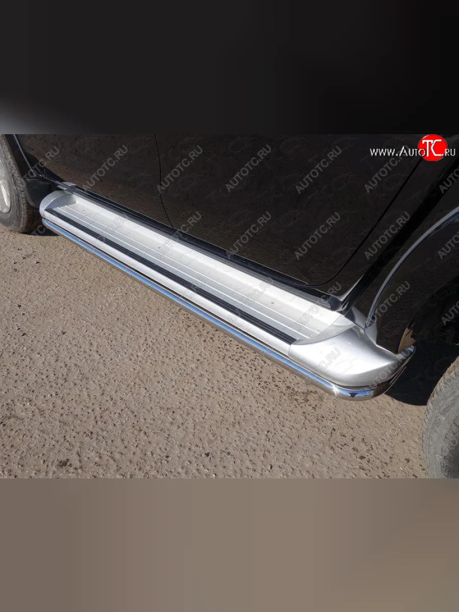 Защита порогов алюминий 42,4 мм, ТСС Тюнинг Mitsubishi L200 5 KK,KL дорестайлинг (2015-2019)  в Перми Пермском крае