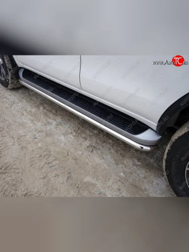 Защита порогов алюминий 42,4 мм, ТСС Тюнинг Toyota Fortuner AN160 дорестайлинг (2015-2020)