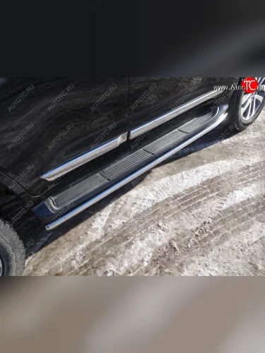 Защита порогов алюминий 42,4 мм, ТСС Тюнинг Toyota Land Cruiser 200 2-ой рестайлинг (2015-2021)