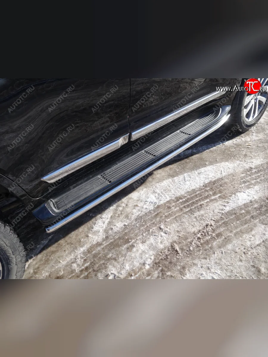 Защита порогов алюминий 42,4 мм, ТСС Тюнинг Toyota Land Cruiser 200 2-ой рестайлинг (2015-2021)  в Самаре Самарской области
