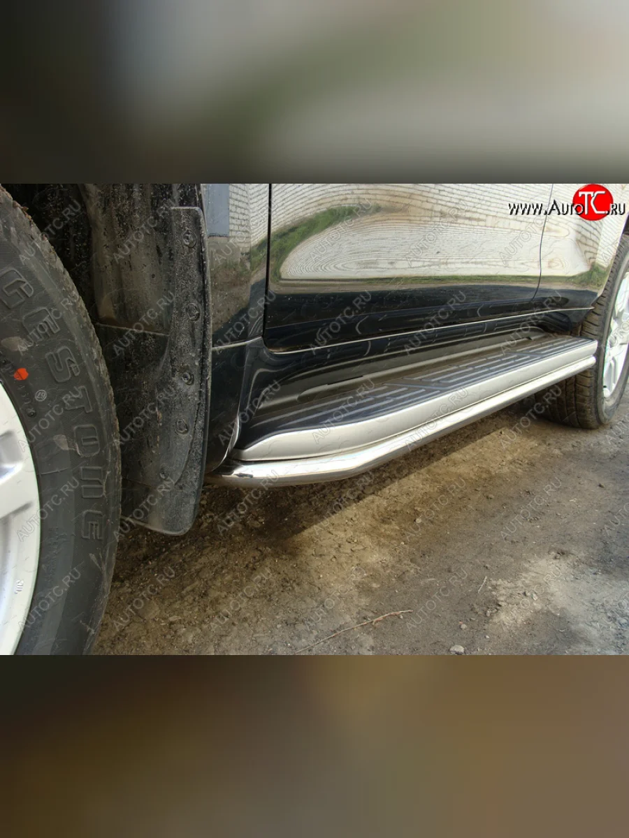 Защита порогов алюминий 42,4 мм, ТСС Тюнинг Toyota Land Cruiser Prado J150 дорестайлинг (2009-2013)  в Самаре Самарской области
