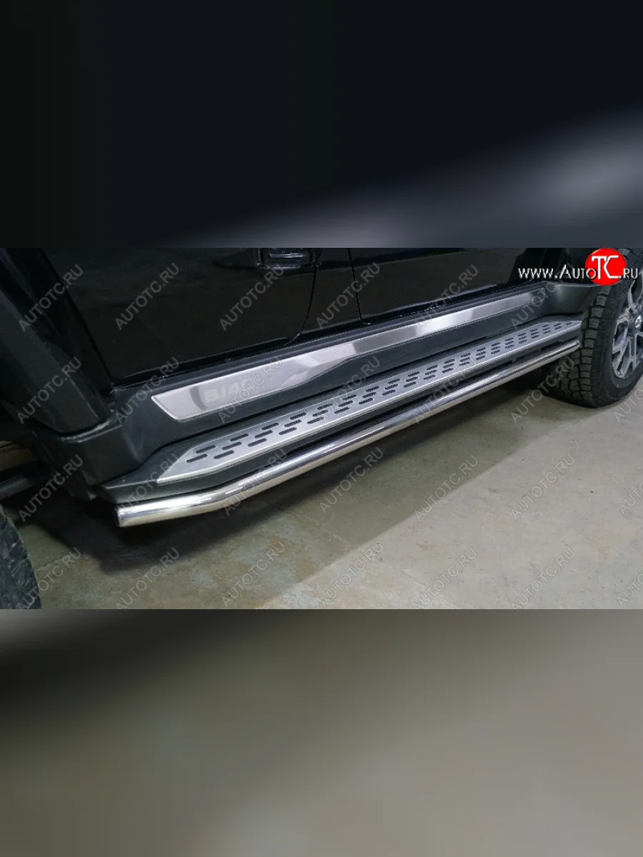Защита порогов алюминий 42,4 мм, ТСС Тюнинг BAIC BJ40 (2022-2025)  в Самаре Самарской области