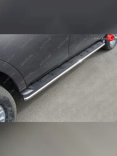 Защита порогов алюминий 42,4 мм, ТСС Тюнинг Nissan Patrol 6 Y62 рестайлинг (2014-2017)