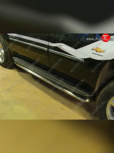 Защита порогов алюминий 42,4 мм, ТСС Тюнинг Chevrolet Tahoe K2UC (2014-2021)