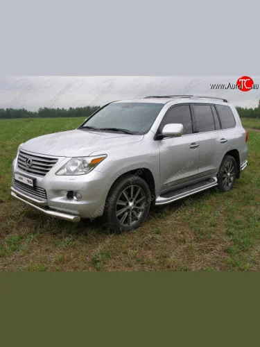 Защита порогов алюминий 42,4 мм, ТСС Тюнинг Lexus LX570 J200 дорестайлинг (2007-2012)