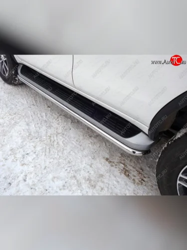 Защита порогов алюминий 50,8 мм, ТСС Тюнинг Toyota Fortuner AN160 дорестайлинг (2015-2020)