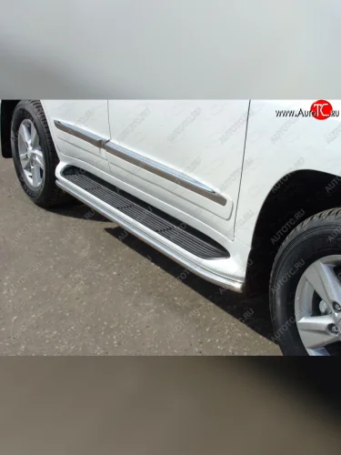 Защита порогов алюминий 50,8 мм, ТСС Тюнинг Toyota Land Cruiser 200 2-ой рестайлинг (2015-2021)