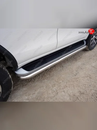 Защита порогов алюминий 60,3 мм, ТСС Тюнинг Toyota Fortuner AN160 дорестайлинг (2015-2020)