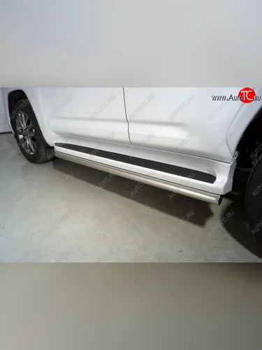 Защита порогов алюминий 60,3 мм, ТСС Тюнинг Toyota Land Cruiser  J300 (2021-2025) дорестайлинг
