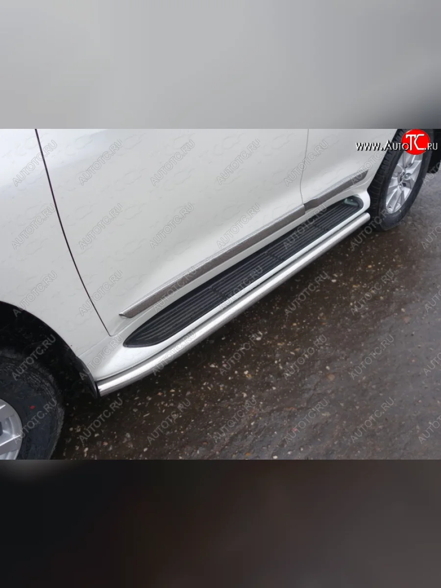 Защита порогов алюминий 60,3 мм, ТСС Тюнинг Toyota Land Cruiser 200 2-ой рестайлинг (2015-2021)  в Керчи Республика Крым
