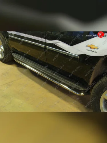 Защита порогов алюминий 60,3 мм, ТСС Тюнинг Chevrolet Tahoe K2UC (2014-2021)