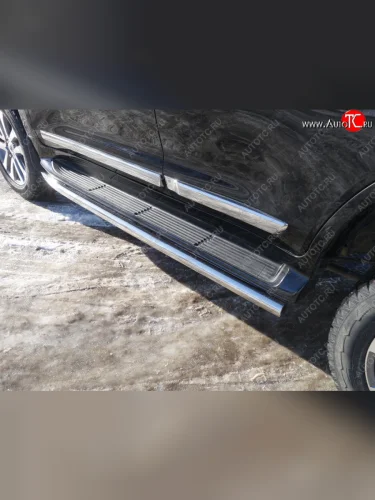 Защита порогов алюминий 60,3 мм, ТСС Тюнинг Toyota Land Cruiser 200 2-ой рестайлинг (2015-2021)
