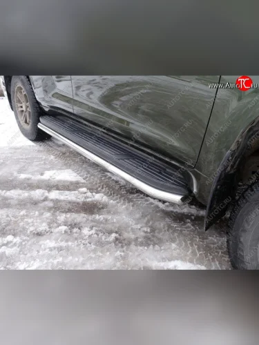 Защита порогов алюминий 60,3 мм, ТСС Тюнинг Toyota Land Cruiser Prado  J150 (2017-2020) 2-ой рестайлинг