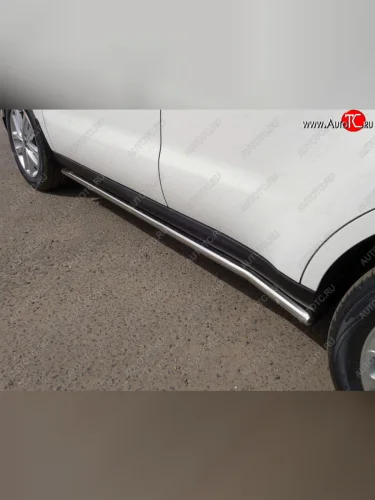Защита порогов труба алюминий 42,4 мм, ТСС Тюнинг KIA Soul PS рестайлинг (2017-2019)