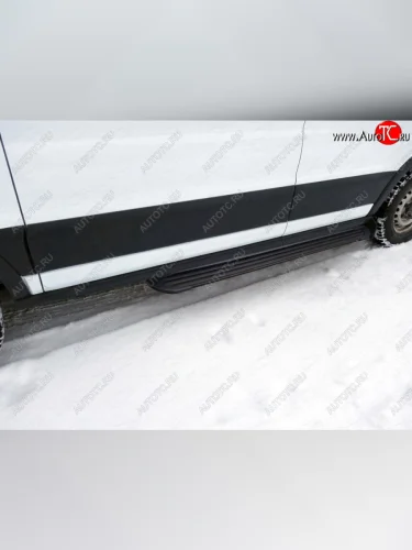 Порог левый алюминиевый Slim Line Black, ТСС Тюнинг Ford Transit Connect (2013-2018)