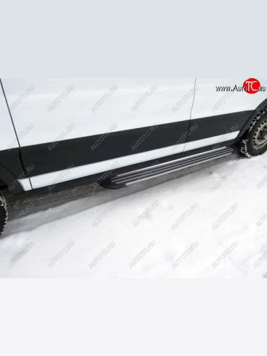 Порог левый алюминиевый Slim Line Silver, ТСС Тюнинг Ford Transit Connect (2013-2018)