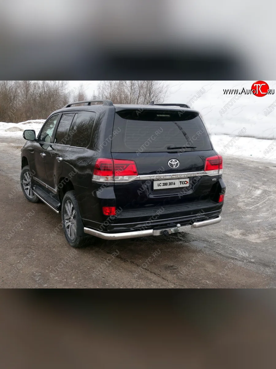 Защита задняя (уголки овальные, нержавейка 75х42 мм) ТСС Тюнинг Toyota Land Cruiser 200 2-ой рестайлинг (2015-2021) (уголки овальные)  в Самаре Самарской области