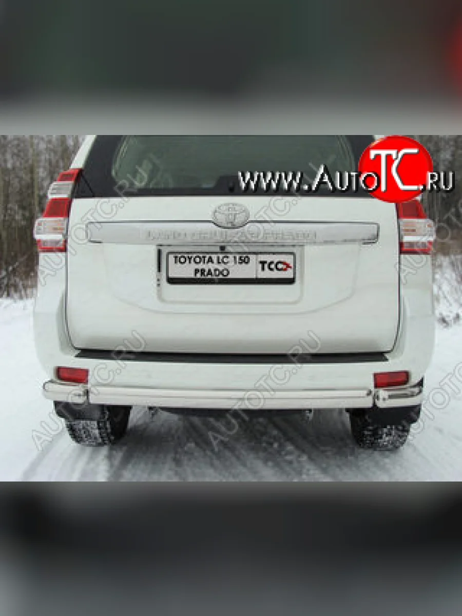 Защита задняя (уголки овальные, нержавейка 75х42 мм) ТСС Тюнинг Toyota Land Cruiser Prado J150 дорестайлинг (2009-2013) (уголки овальные)  в Керчи Республика Крым