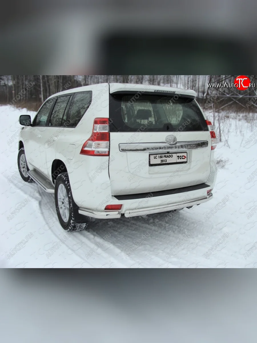 Защита задняя (уголки овальные, нержавейка 75х42 мм) ТСС Тюнинг Toyota Land Cruiser Prado J150 1-ый рестайлинг (2013-2017) (уголки овальные)  в Перми Пермском крае