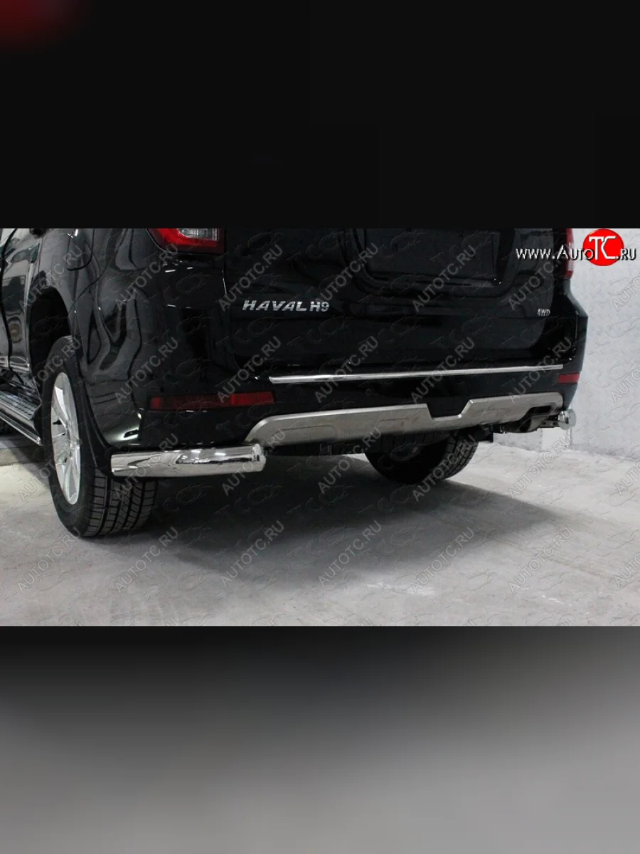 Защита задняя (уголки овальные, нержавейка 75х42 мм) ТСС Тюнинг  Haval H9 (2017-2019) (уголки овальные)  с доставкой в г. Керчь
