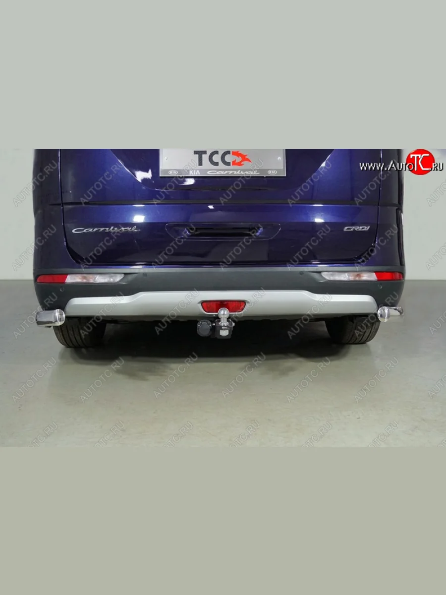Защита задняя (уголки овальные, нержавейка 75х42 мм) ТСС Тюнинг KIA Carnival KA4 минивэн дорестайлинг (2020-2023) (уголки овальные)  с доставкой в г. Керчь