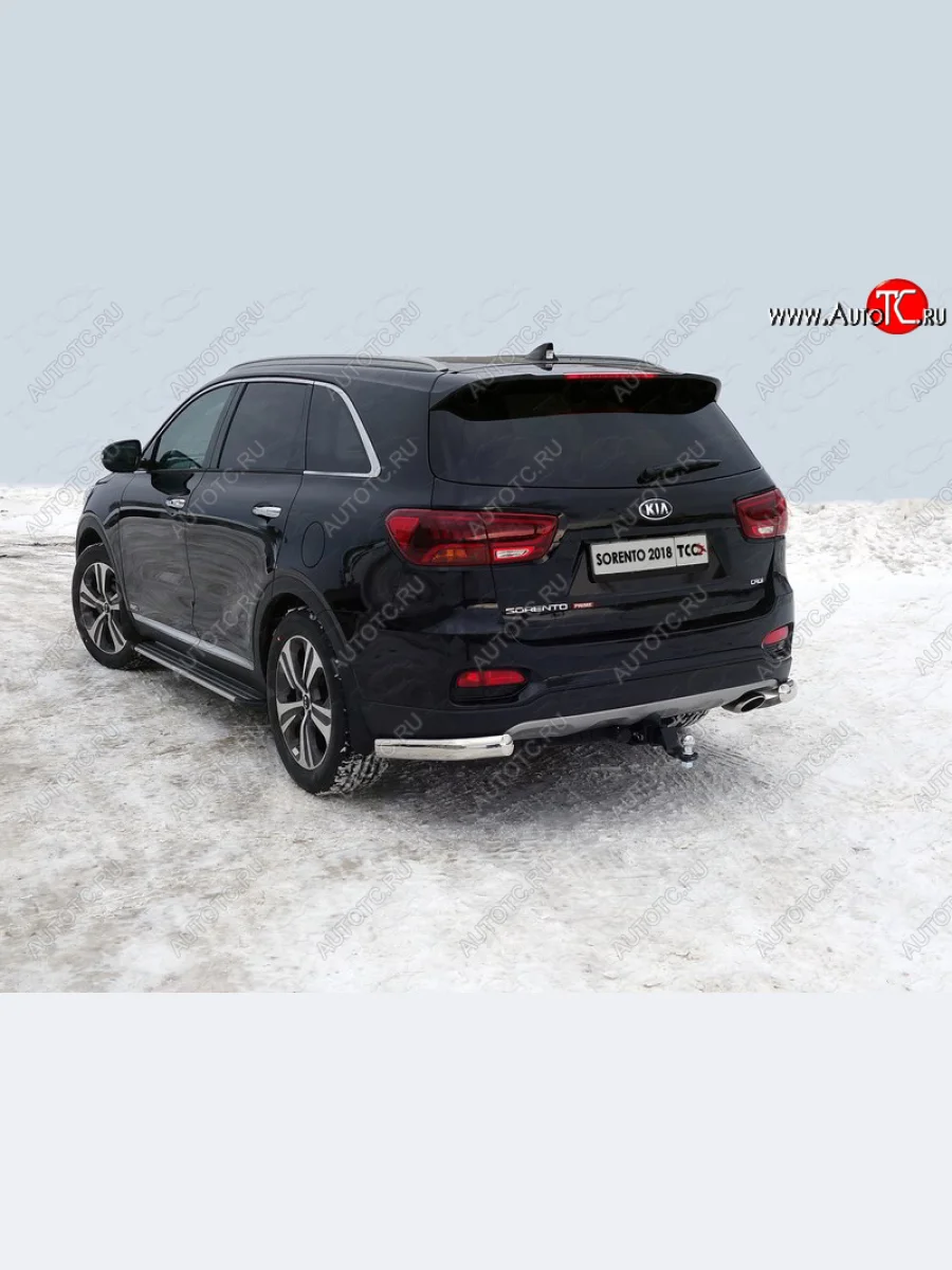 Защита задняя (уголки овальные, нержавейка 75х42 мм) ТСС Тюнинг KIA Sorento UM/Prime рестайлинг (2018-2020) (уголки овальные)  с доставкой в г. Керчь