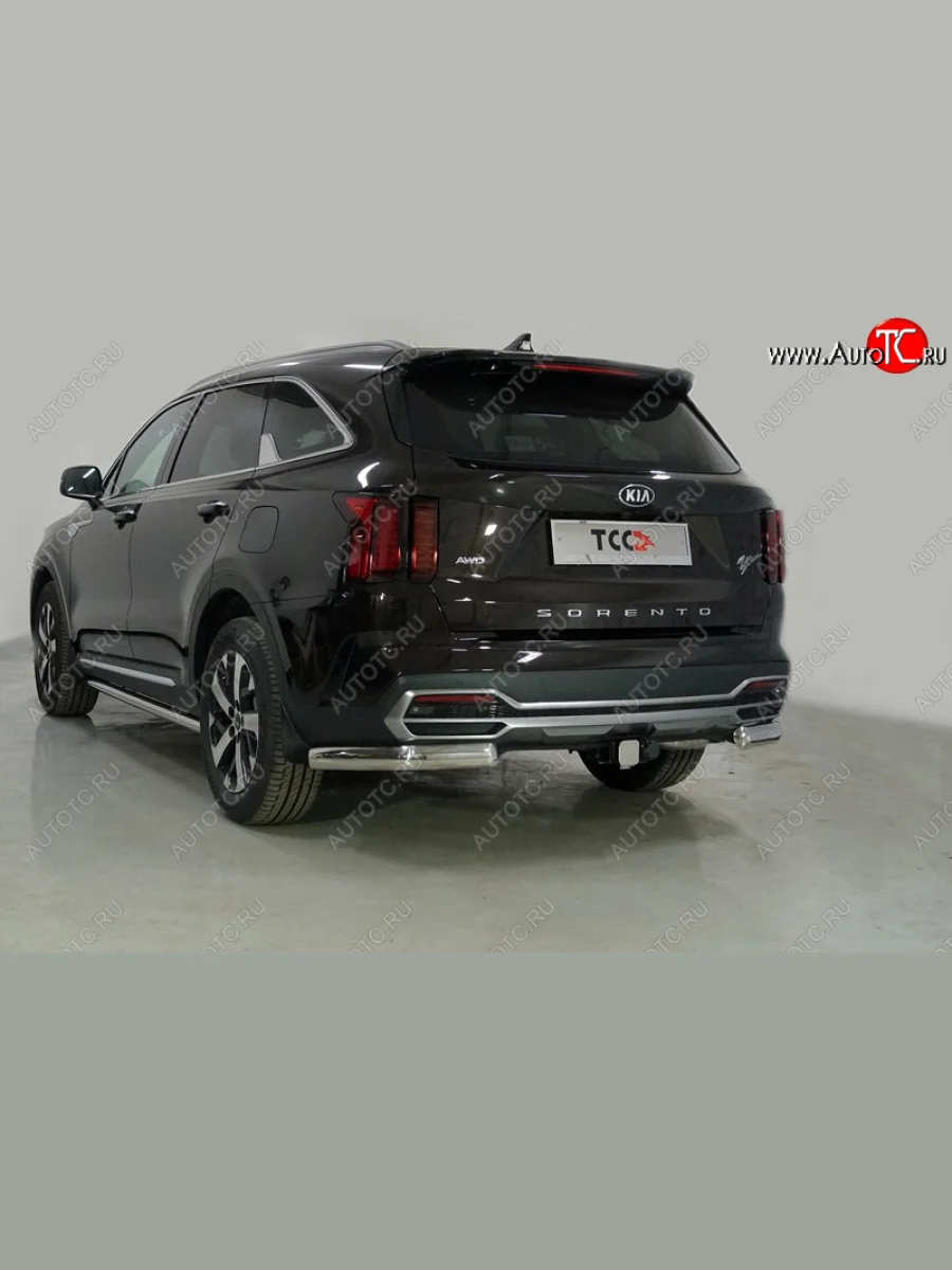 Защита задняя (уголки овальные, 75х42 мм) ТСС Тюнинг  KIA Sorento (2020-2022) MQ4 (уголки овальные)  в Воронеже Воронежской области