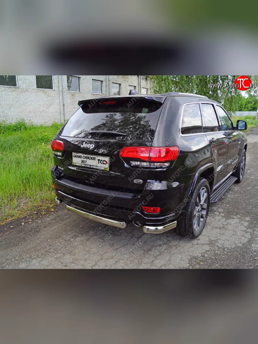 Защита задняя (уголки овальные, нержавейка 75х42 мм) ТСС Тюнинг  Jeep Grand Cherokee (2017-2022) WK2 (уголки овальные)  с доставкой в г. Керчь