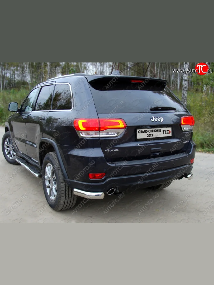 Защита задняя (уголки овальные, нержавейка 75х42 мм) ТСС Тюнинг  Jeep Grand Cherokee (2013-2018) WK2 (уголки овальные)  в Воронеже Воронежской области