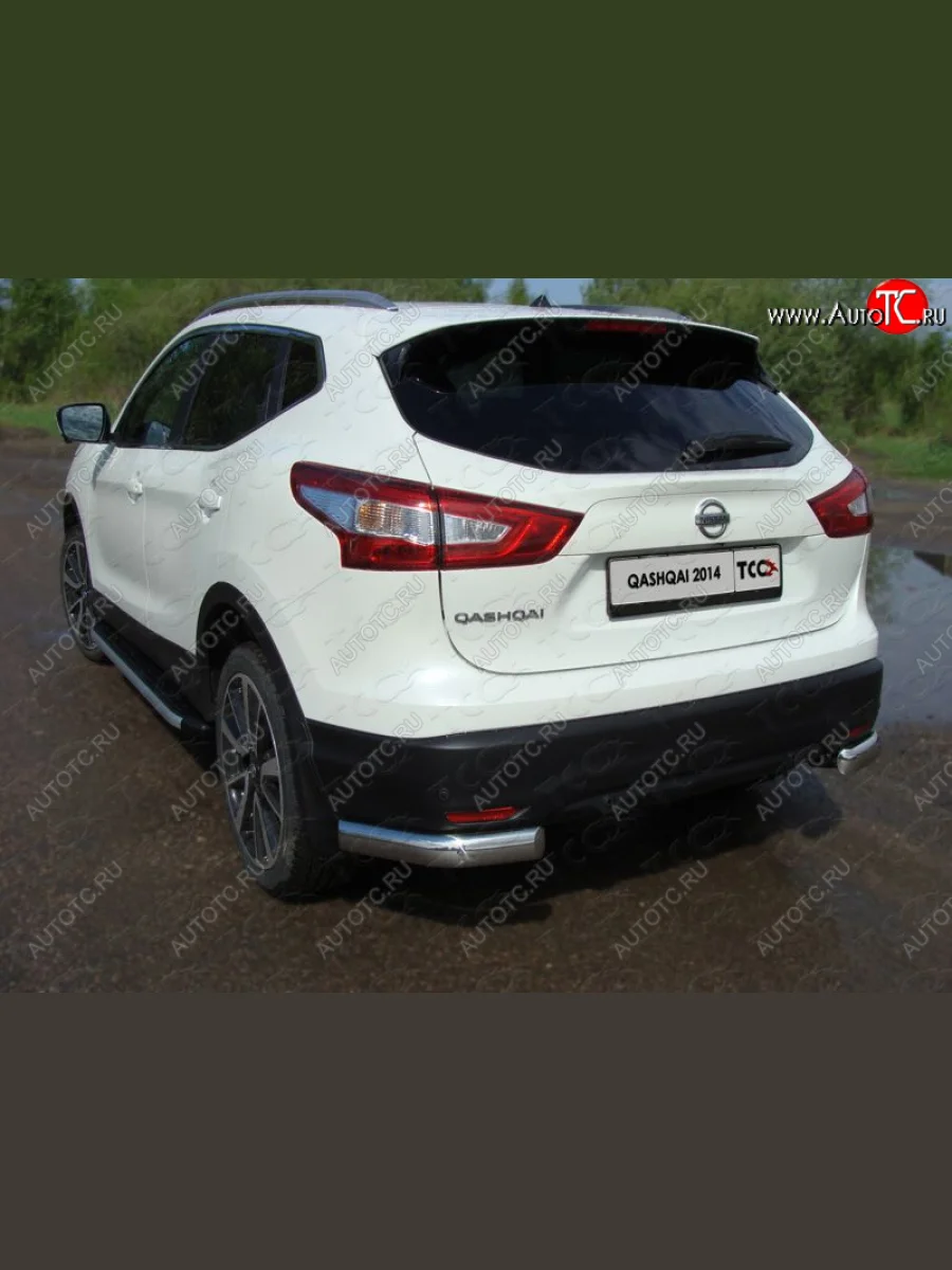 Защита задняя (уголки овальные, нержавейка 75х42 мм) ТСС Тюнинг Nissan Qashqai 2 J11 дорестайлинг (2013-2019) (уголки овальные)  с доставкой в г. Керчь