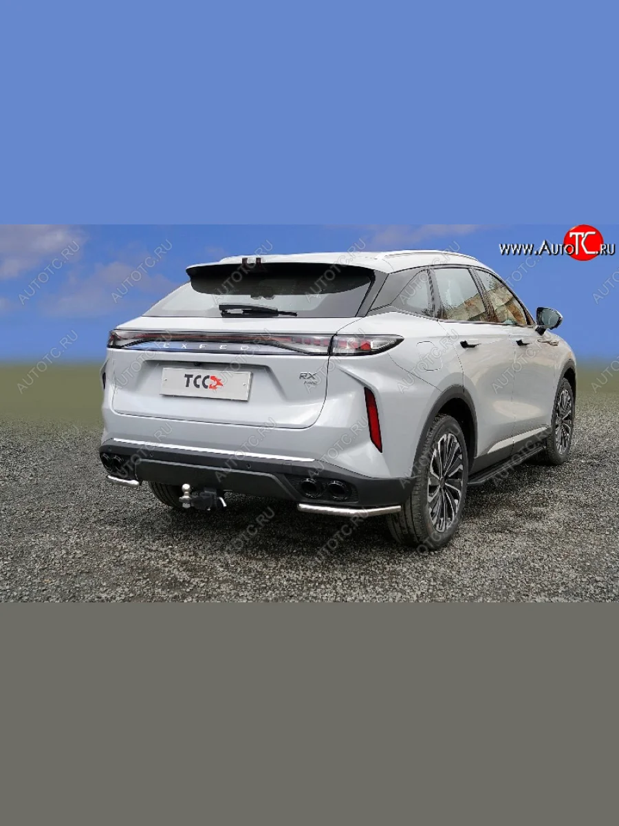 Защита задняя (уголки, нержавейка 42,4 мм) ТСС Тюнинг EXEED RX (2022-2025) (уголки )  в Керчи Республика Крым