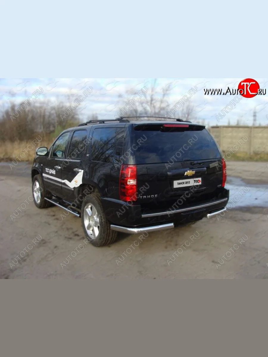 Защита задняя (уголки, нержавейка 75*42 мм) ТСС Тюнинг Chevrolet Tahoe K2UC (2014-2021)  в Керчи Республика Крым