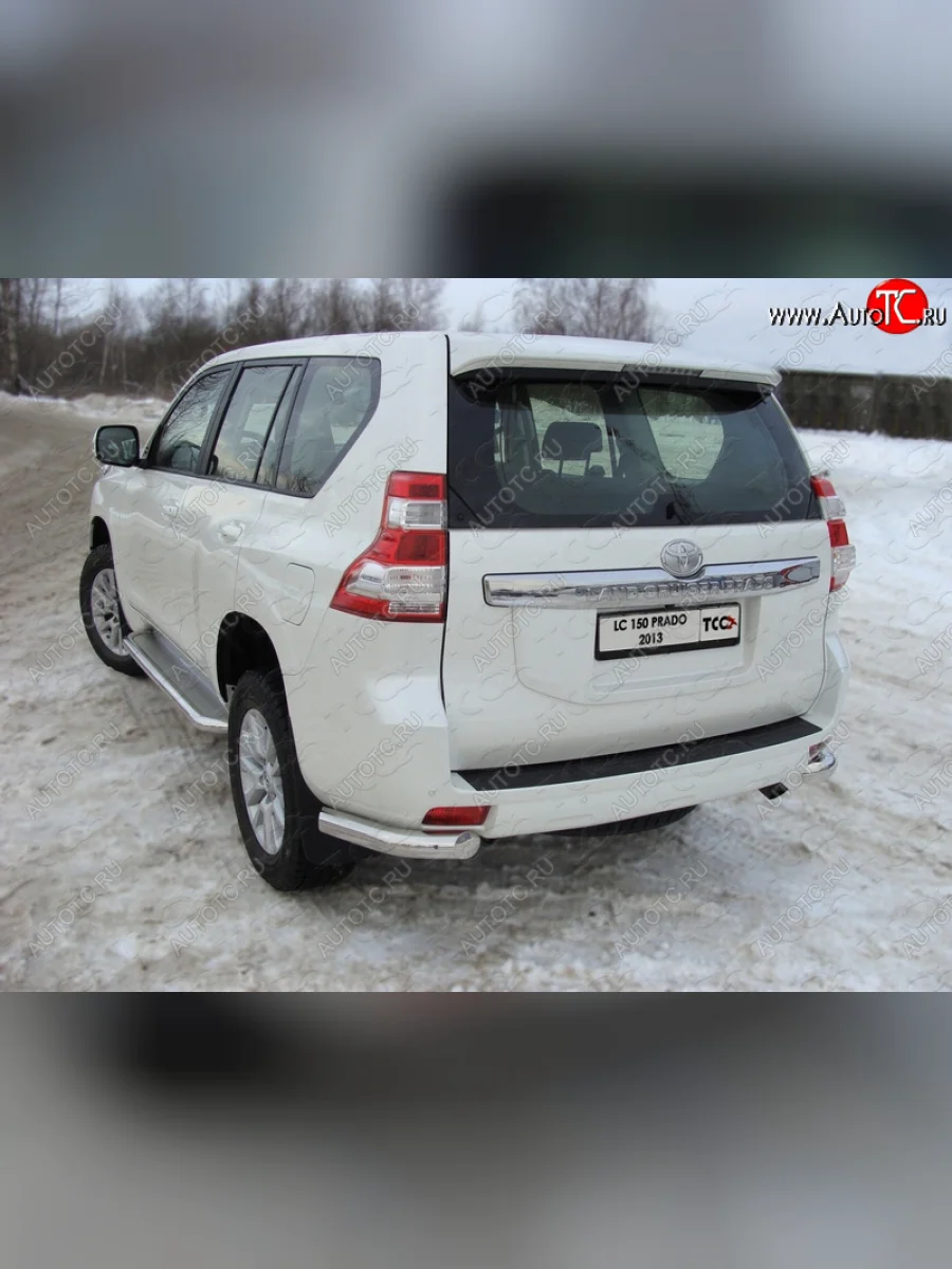 Защита задняя (уголки, нержавейка 76,1 мм) ТСС Тюнинг Toyota Land Cruiser Prado J150 1-ый рестайлинг (2013-2017)  в Керчи Республика Крым