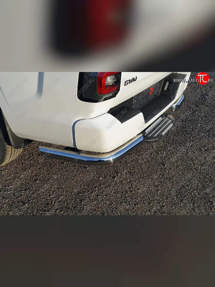 Защита задняя (уголки, нержавейка 76,1 мм) ТСС Тюнинг  Great Wall Poer KingKong (2021-2025)  с доставкой в г. Керчь