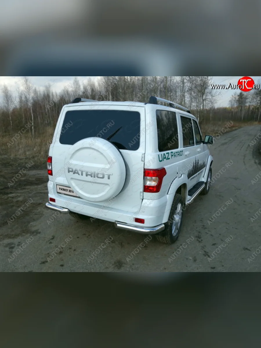 Защита задняя (уголки, нержавейка 76,1 мм) ТСС Тюнинг Уаз Патриот 23632 1 рестайлинг пикап (2014-2016)  в Самаре Самарской области