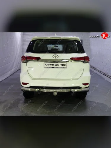 Защита задняя (уголки, нержавейка 76,1 мм) ТСС Тюнинг Toyota Fortuner  AN160 (2015-2020) дорестайлинг