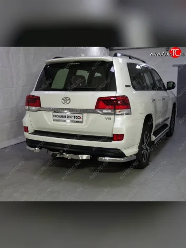 Защита задняя (уголки, нержавейка 76,1 мм) ТСС Тюнинг Toyota Land Cruiser  200 (2015-2021) 2-ой рестайлинг