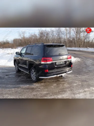 Защита задняя (уголки, нержавейка 76,1 мм) ТСС Тюнинг Toyota Land Cruiser  200 (2015-2021) 2-ой рестайлинг