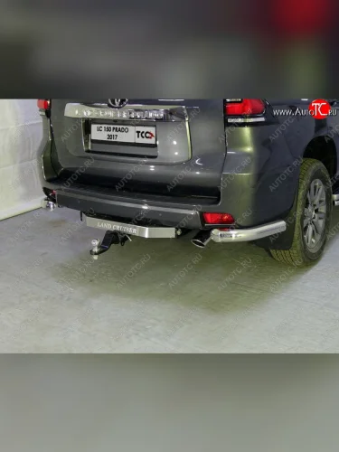 Защита задняя (уголки, нержавейка 76,1 мм) ТСС Тюнинг Toyota Land Cruiser Prado  J150 (2017-2020) 2-ой рестайлинг