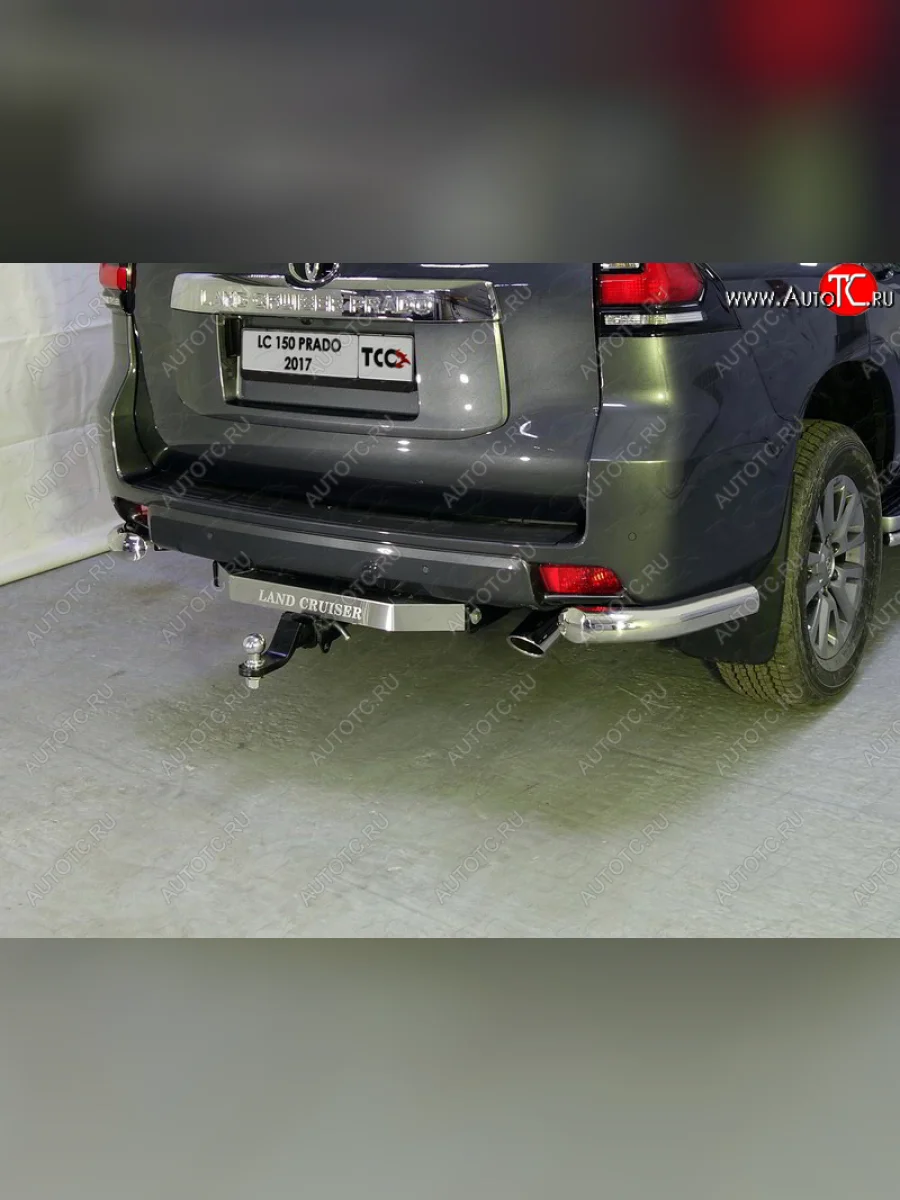 Защита задняя (уголки, нержавейка 76,1 мм) ТСС Тюнинг Toyota Land Cruiser Prado J150 2-ой рестайлинг (2017-2020)  в Воронеже Воронежской области