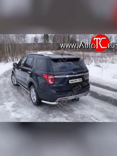 Защита задняя (уголки, нержавейка 76,1 мм) ТСС Тюнинг Ford Explorer  U502 (2015-2018) 1-ый рестайлинг, 5 дв.